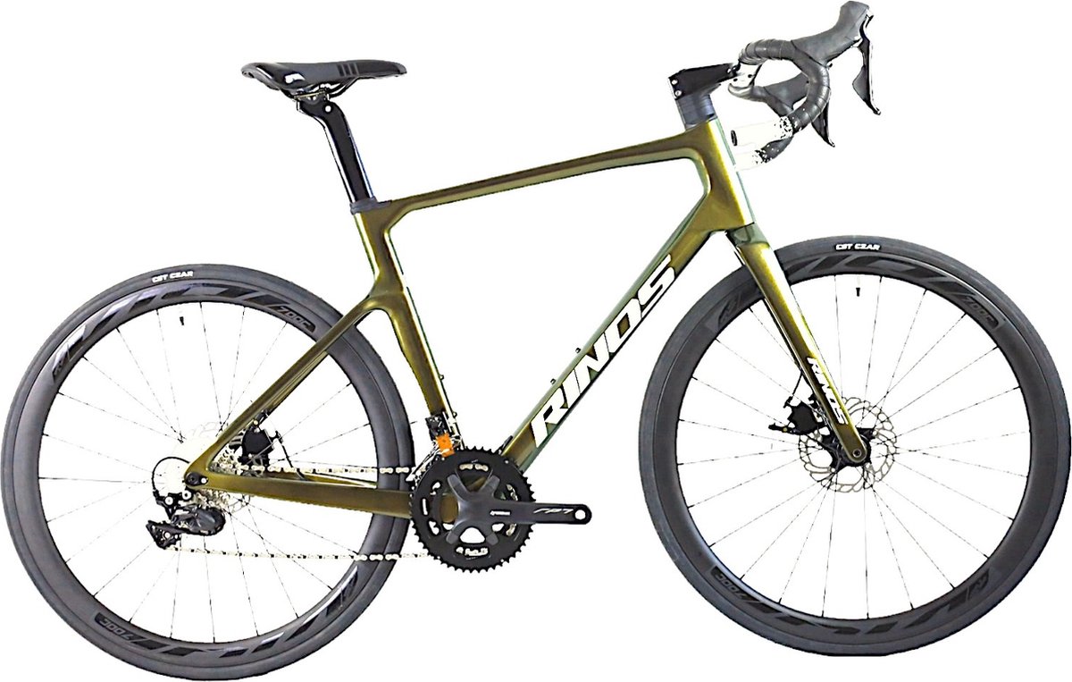rinos odin3 0 carbon road fiets met shimano 105 st r7000 22 versnellingen en schijfremmen lichte fiets voor dames en heren 700 x 40c kameleon goud groent 56