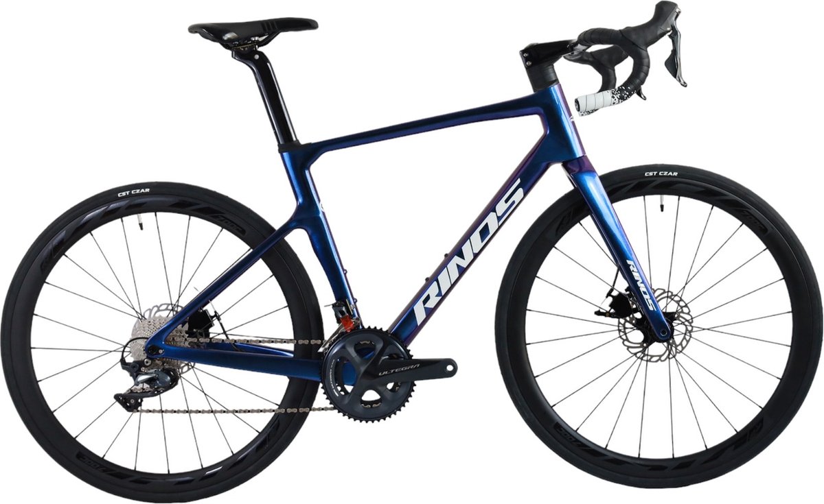 rinos odin5 0 carbon road racefiets met shimano ultegra r8000 22 versnellingen en schijfremmen lichte fiets voor dames en heren 700 x 40c kameleon blauw paars 56