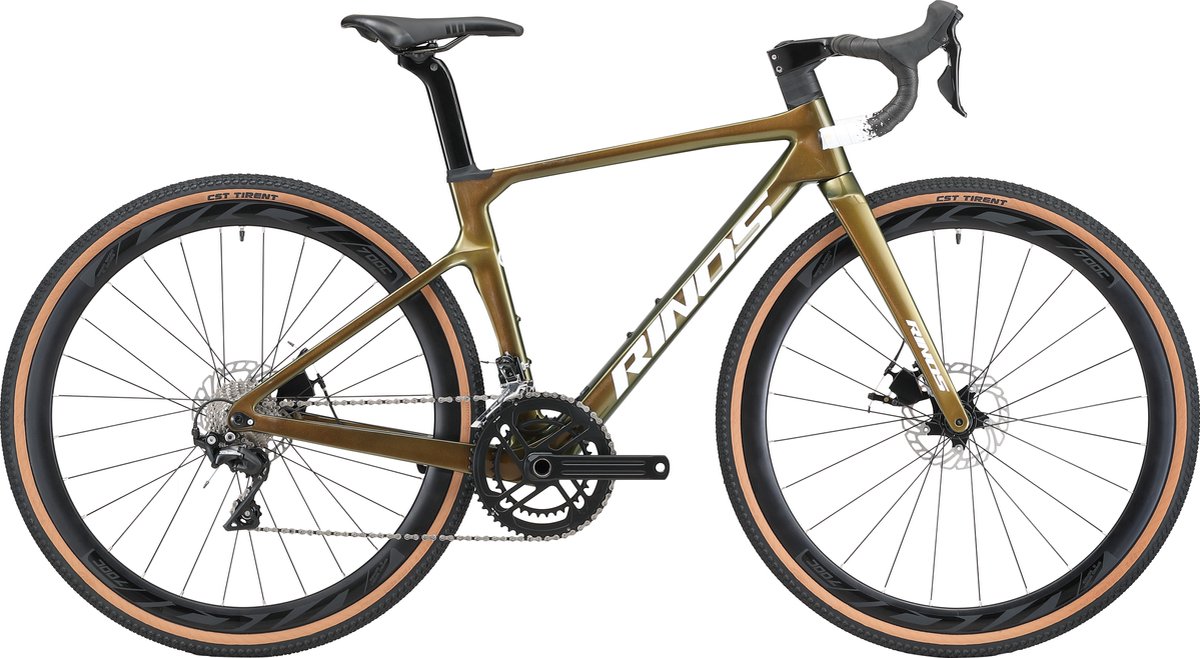 rinos sandman 3 0 carbon gravel bike met shimano 105 st r7000 22 versnellingen en schijfremmen lichte fiets voor dames en heren 700 x 40c kameleon goud groent 56