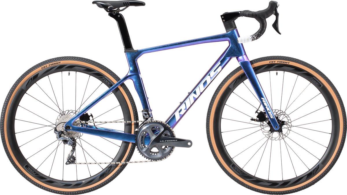 rinos sandmen 5 0 carbon gravel bike met shimano ultegra r8000 22 versnellingen en schijfremmen lichte fiets voor dames en heren 700 x 40c kameleon blauw paars 56 cm