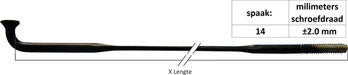 sapim spaak 14 238 cx ray plat recht zwart met nippel 20st