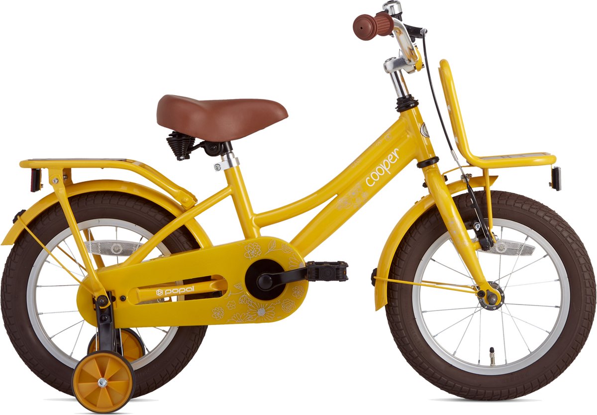 Supersuper Cooper Bamboo - Kinderfiets - Meisjesfiets - 14 inch - Geel Kinderfiets kopen online