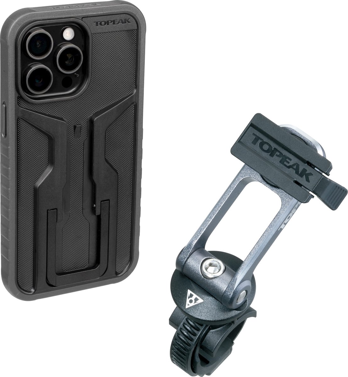 topeak ridecase hoesje voor iphone 15 pro max met steun transparant