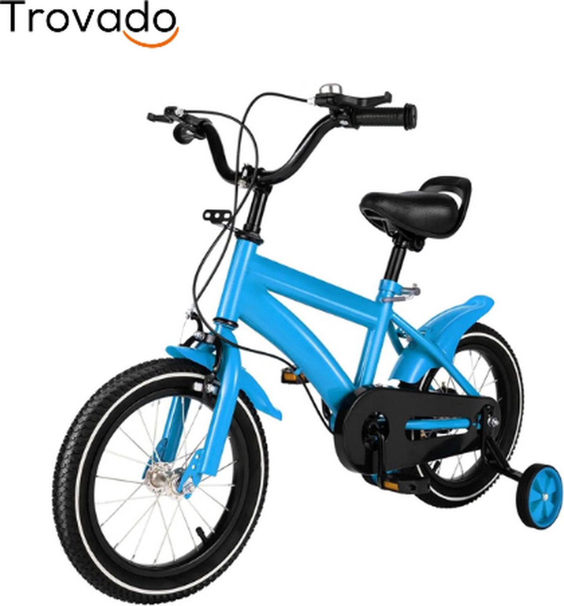 trovado kinderfiets kinder fiets 14 inch jongensfiets met zijwieltjes blauw stabiel lichtgewicht 2 tot 5 jaar