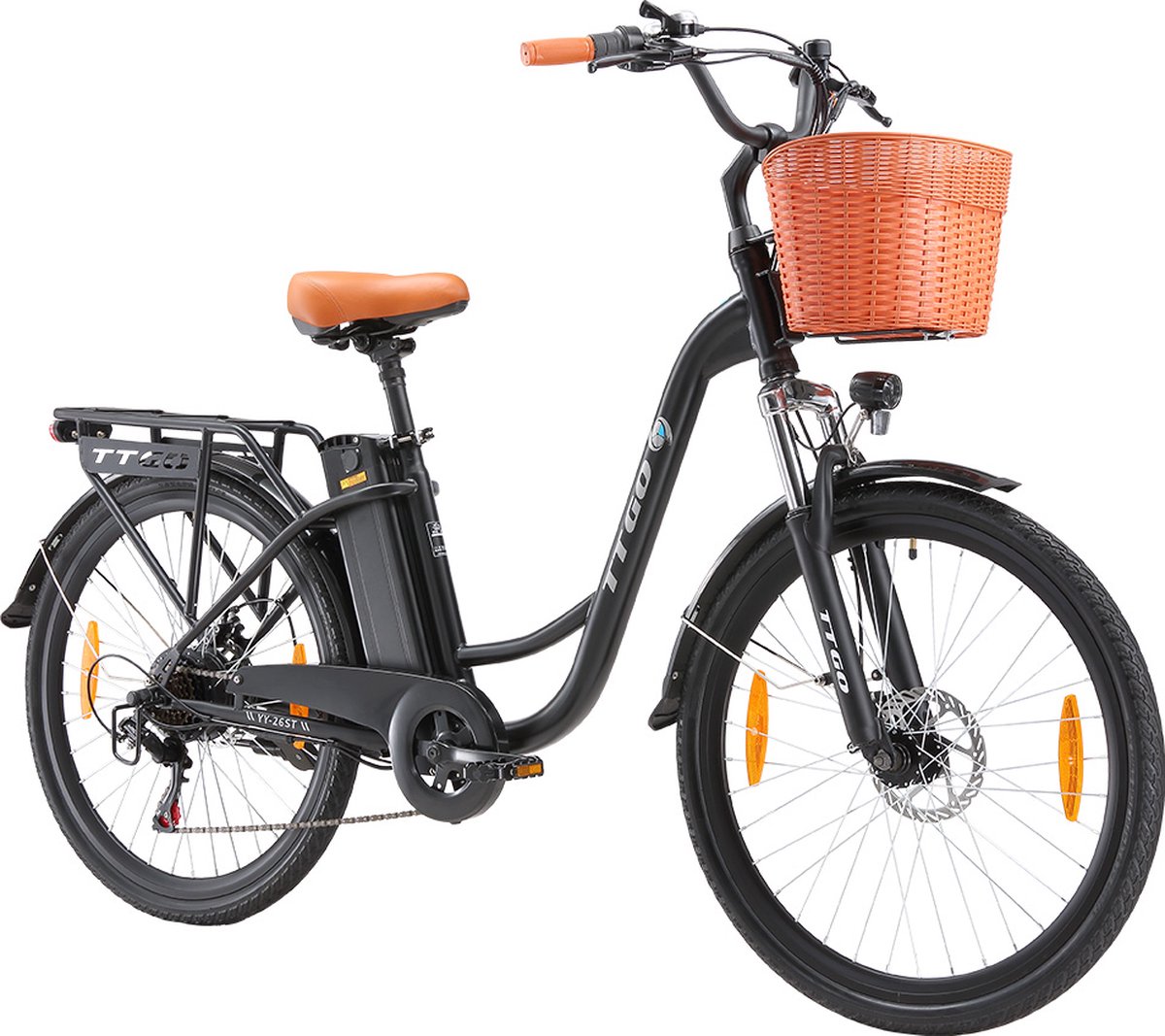 TTGO YY-26ST elektrische fiets, 250W motor, 36V 14.5AH accu, 26*1.95-inch banden, 25km/h max snelheid, 100km max actieradius, schijfrem, SHIMANO 6 versnellingen, LED-display - Zwart Fiets (elektrisch) kopen online