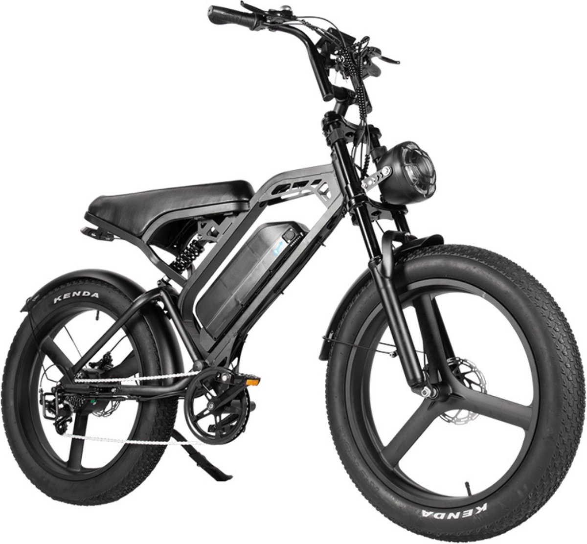 v20 max fatbike ingebouwd alarmsystseem gratis voetsteuntjes gratis telefoontasje 20 inch 250w motor 7 versnellingen 60 km actieradius hydraulische schijfremmen zwart