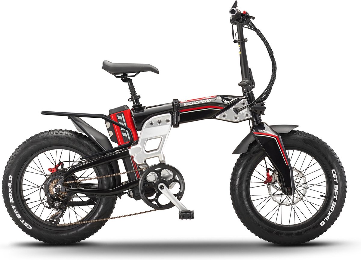 velocifero tnt vouw fatbike zwart 20 inch 624wh