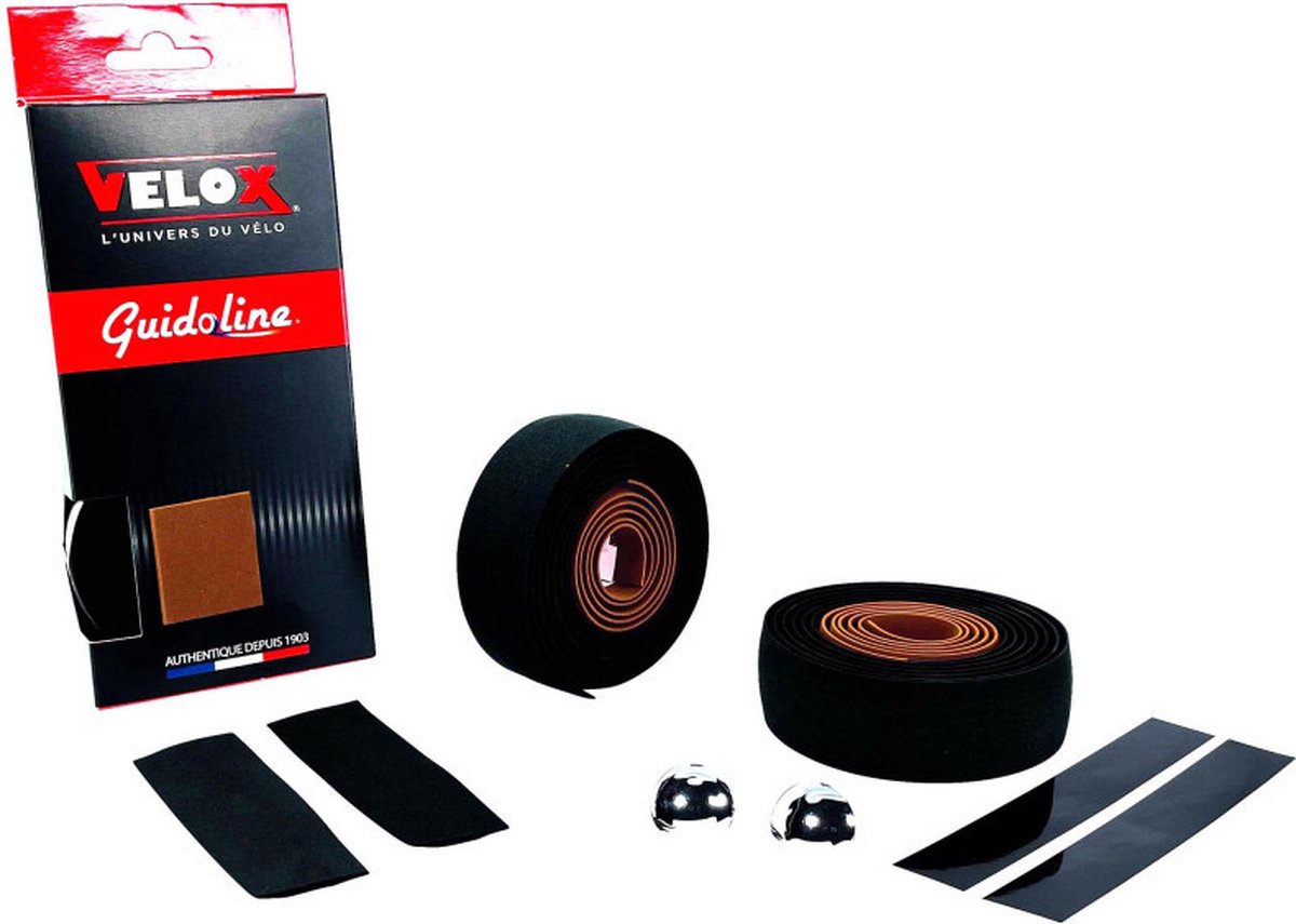 velox stuurtape maxi cork bicolor zwart bruin 2st