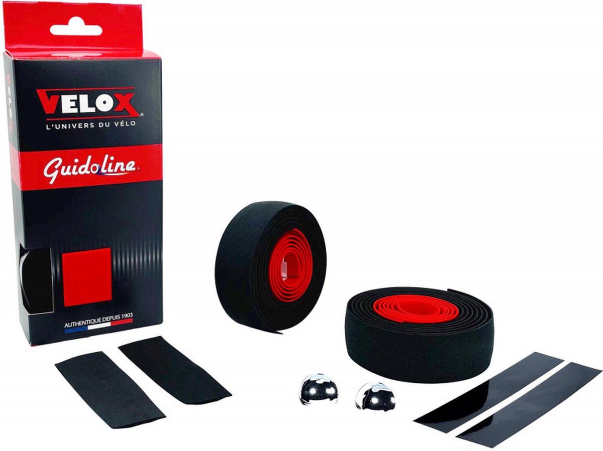 velox stuurtape maxi cork bicolor zwart rood 2st