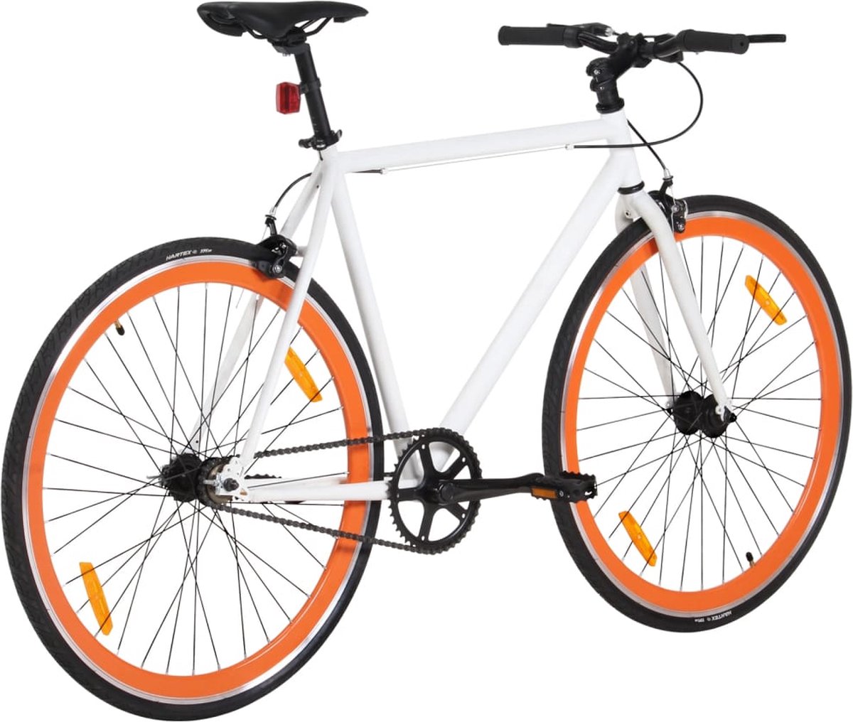 vidaxl fiets met vaste versnelling 700 c 51 cm wit en oranje