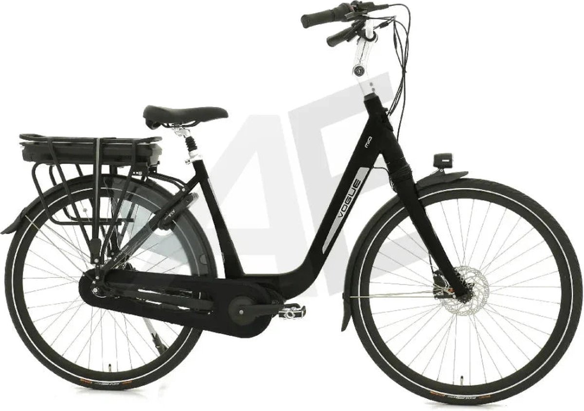 vogue mio 8sp elektrische fiets e bike met hydraulische remmen 16ah 36v 576wh 46cm glans zwart
