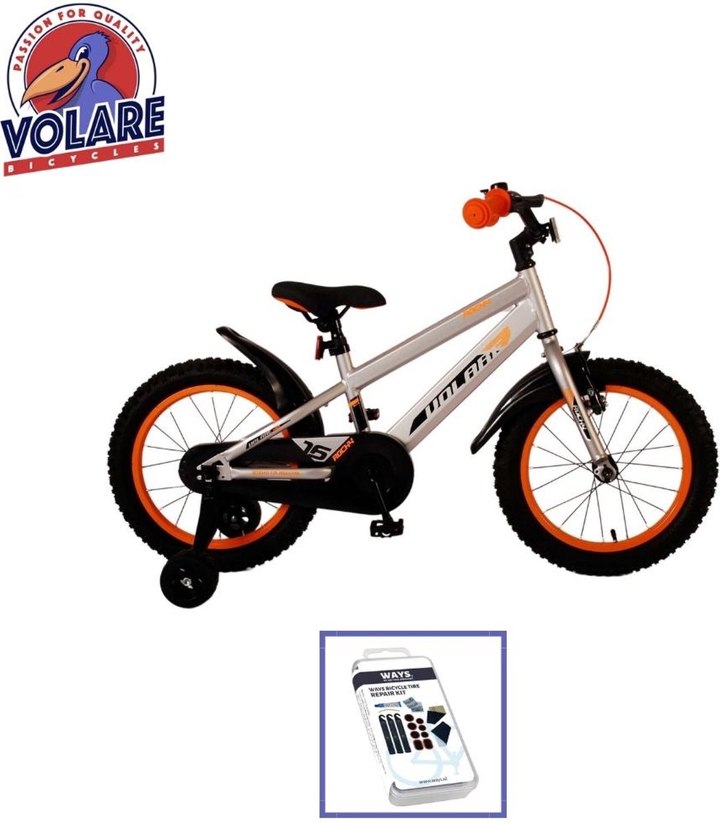 Volare Kinderfiets Rocky - 18 inch - Grijs - Inclusief WAYS Bandenplakset Kinderfiets kopen online