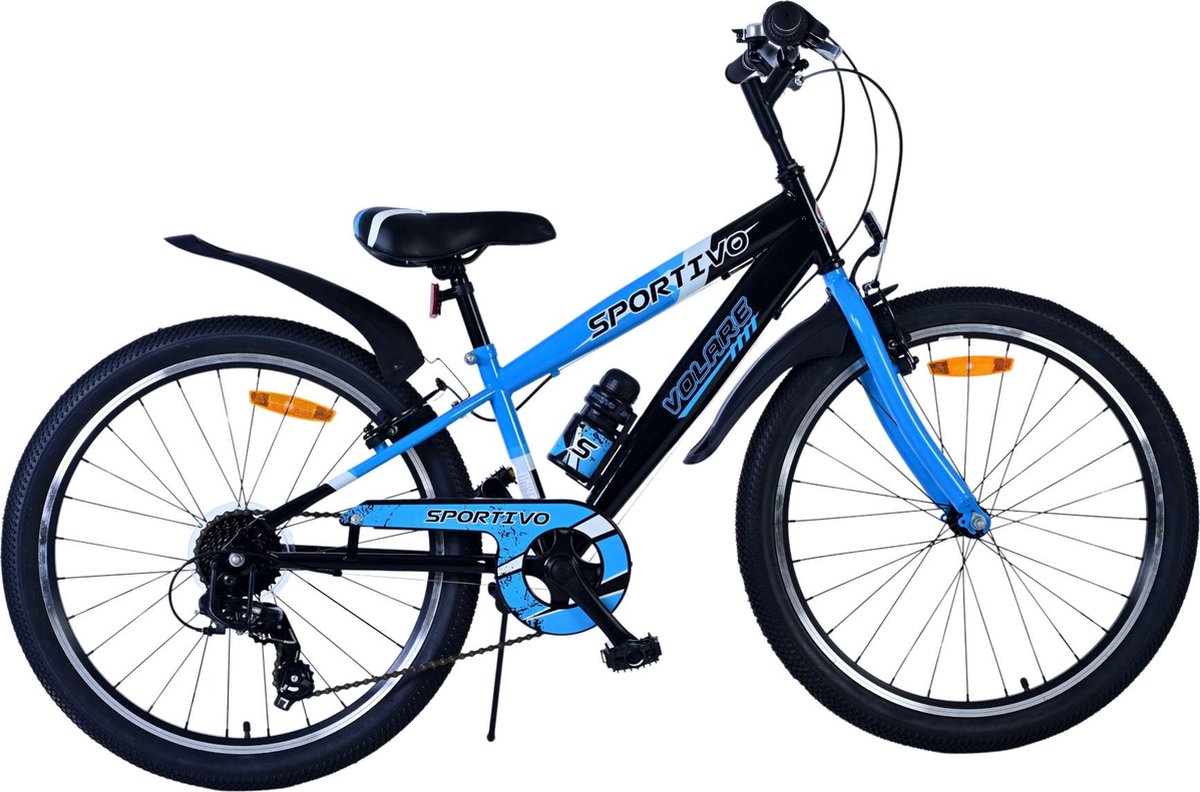Volare Sportivo Kinderfiets - Jongens - 24 inch - 7 Speed - Zwart Blauw Kinderfiets kopen online