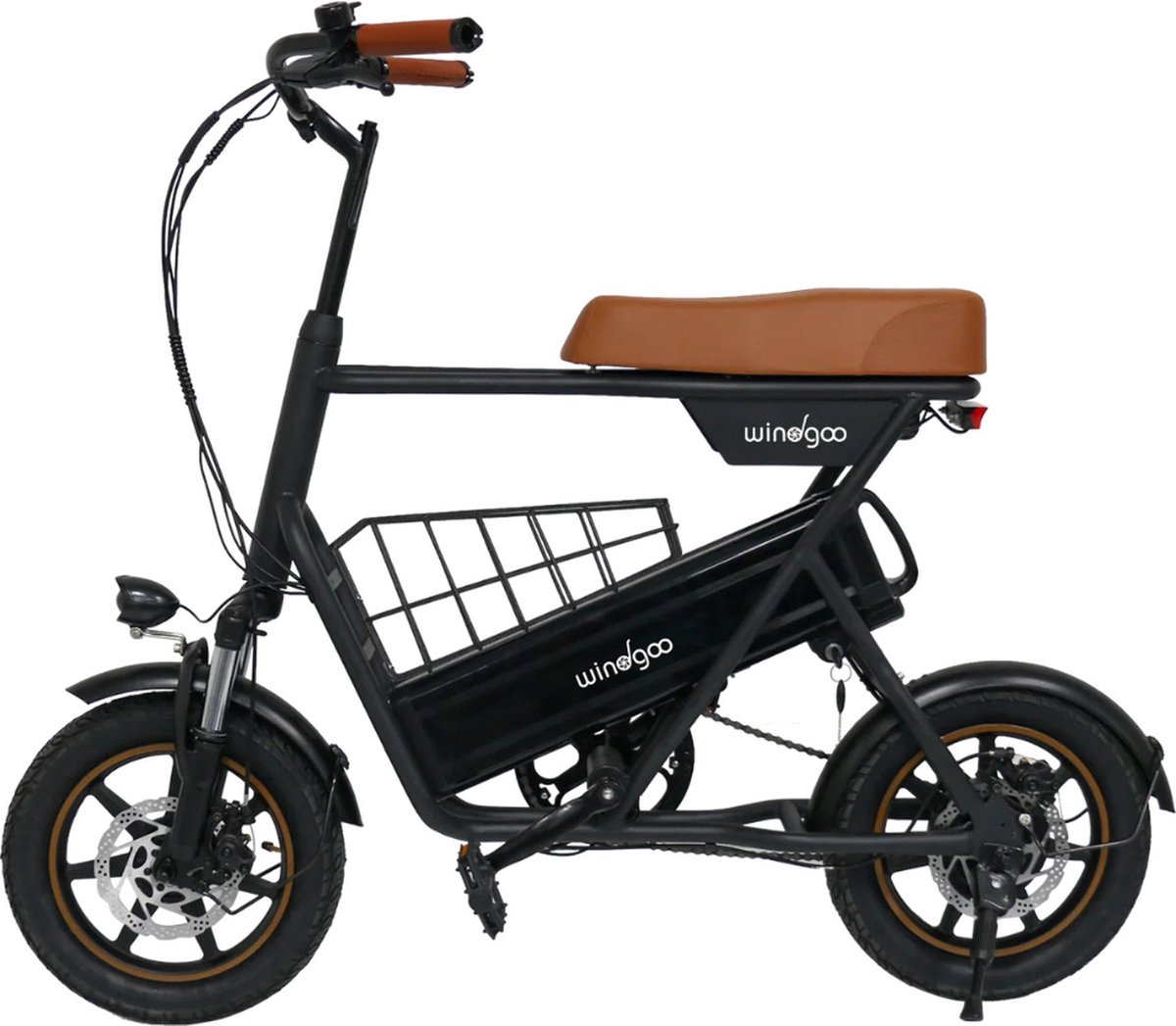 Windgoo F1 Elektrische Microfiets - E-bike - Gratis Mandje - Windgoo Smart-app - 14 Inch - 250W Motor - 30 km Actieradius - Mechanische Schijfremmen - Bruin Fiets (elektrisch) kopen online