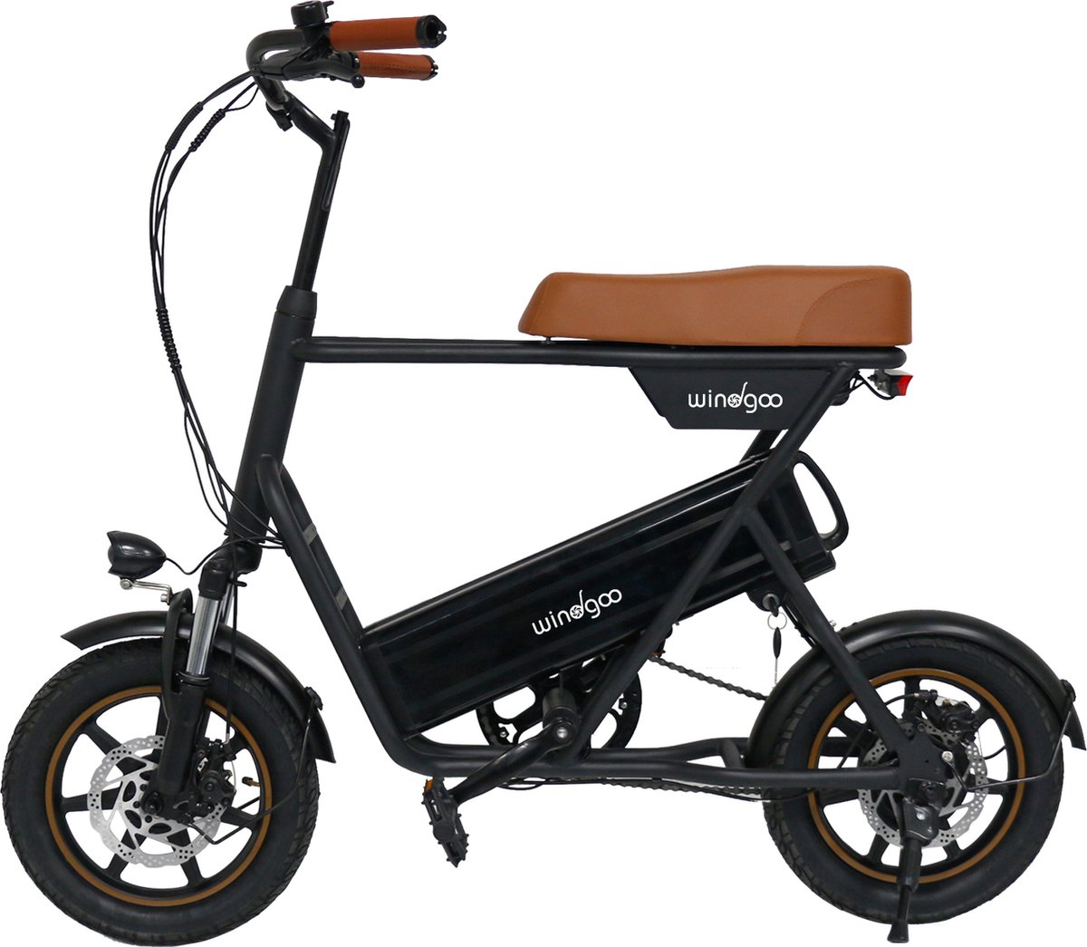Windgoo F1 Elektrische Microfiets - E-bike - Windgoo Smart-app - 14 Inch - 250W Motor - 30 km Actieradius - Mechanische Schijfremmen - Bruin Fiets (elektrisch) kopen online