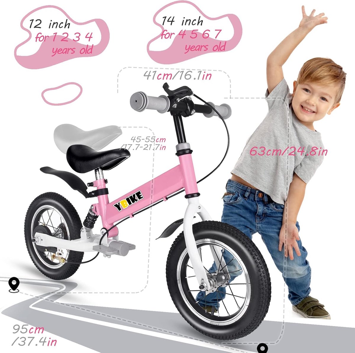 ybike kinderfiets 2 in 1 evenwichtsfiets schokdemper en rem
