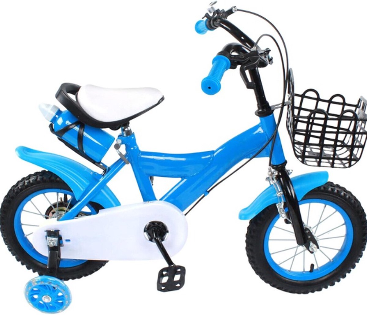 12 Inch - Geel - Kinder Fiets - Fiets Met Zijwieltjes en Verlichting erin - Voor 3-6 Jaar - Jongen/Meisjes - Duurzaam Kinderfiets kopen online