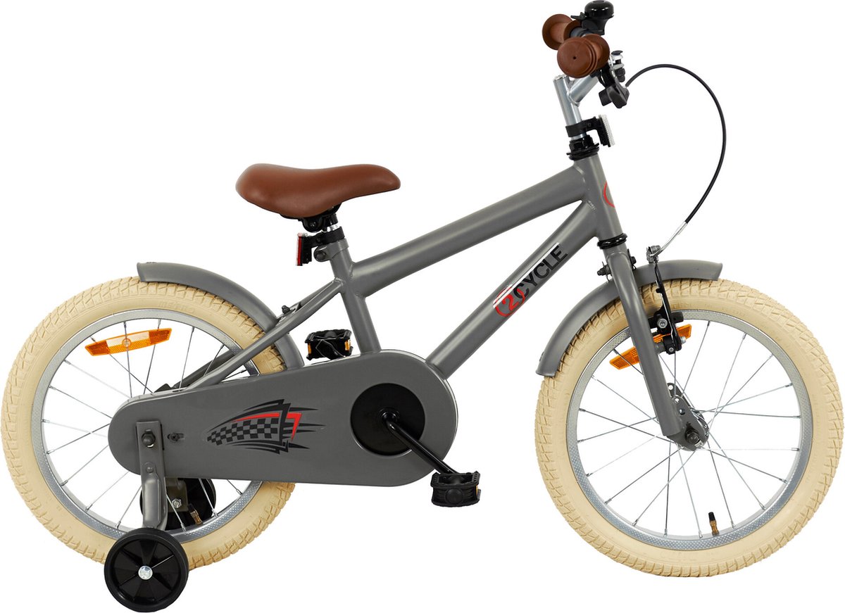 2Cycle BMX - Kinderfiets - 16 inch - Mat-Grijs - Jongensfiets -16 inch fiets Kinderfiets kopen online