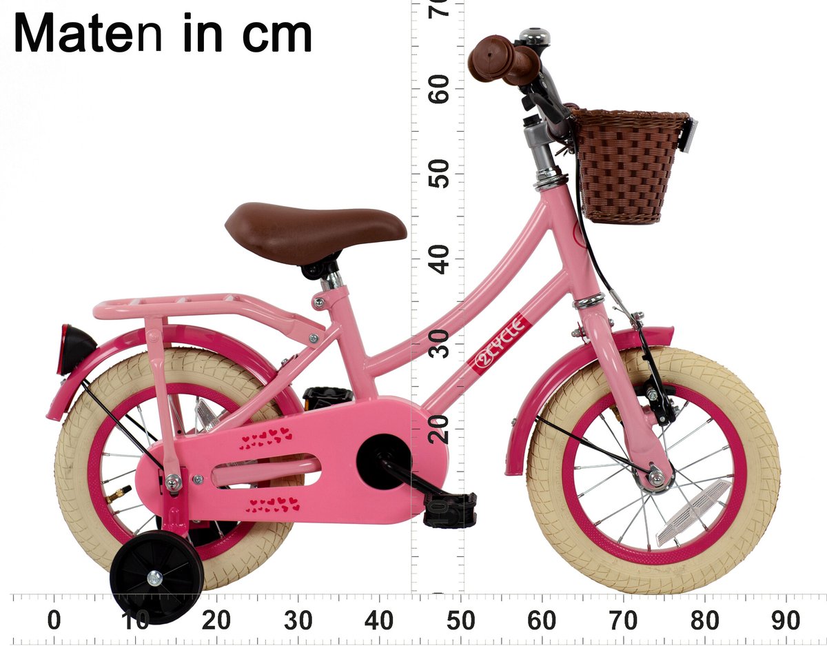 2Cycle Hearts - 12 inch - Kinderfiets - Roze Kinderfiets kopen online