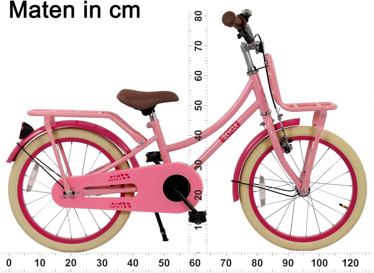 2Cycle Hearts - 18 inch - Kinderfiets - Roze Kinderfiets kopen online