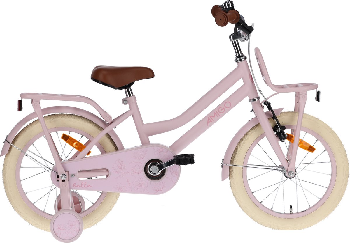AMIGO Bella Meisjesfiets 12 Inch - Kinderfiets voor 2 tot 4 Jaar - 90-105 cm - Roze - met Zijwieltjes Kinderfiets kopen online