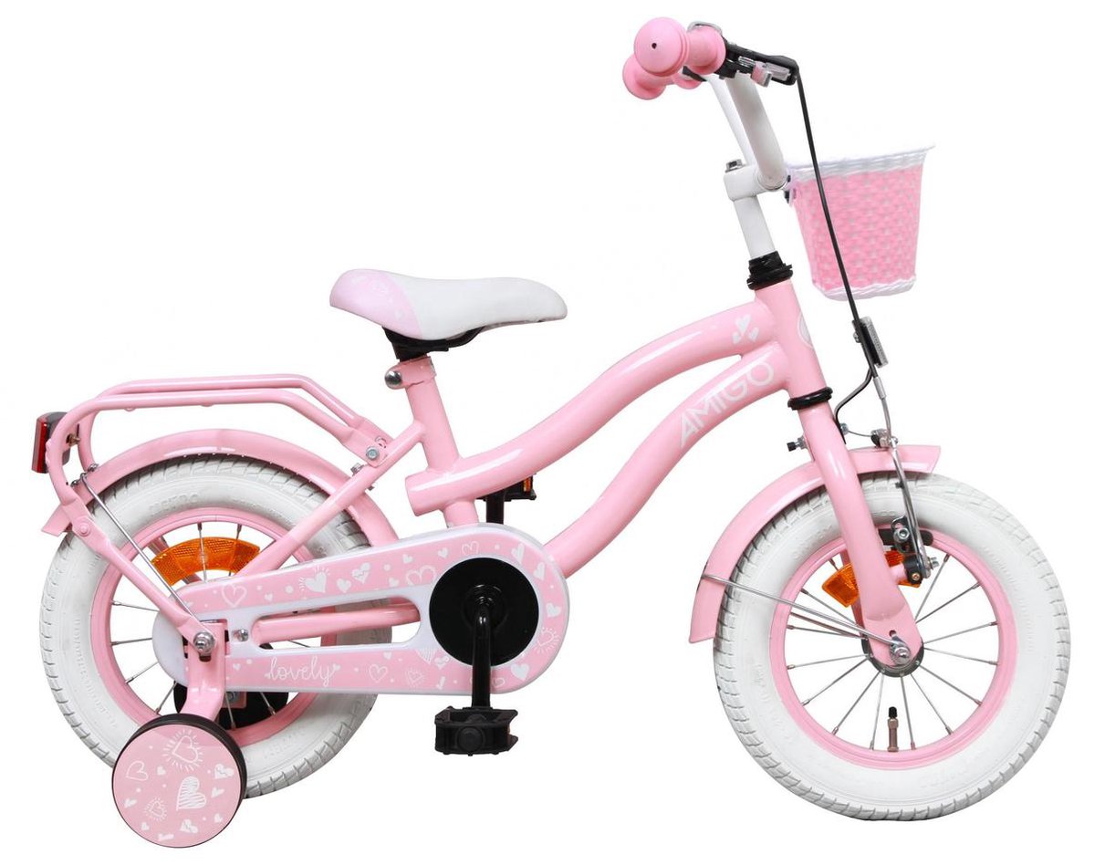 Amigo Lovely Meisjesfiets - Kinderfiets 12 inch - Roze Kinderfiets kopen online
