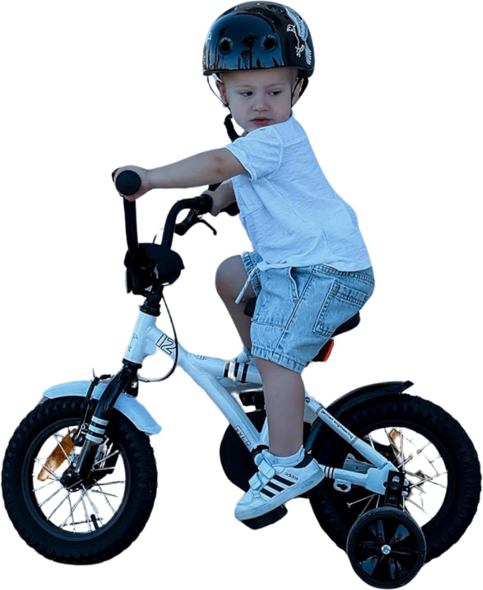 ApexArte® Kinderfiets 3 Jaar - Loopfiets 14 inch - Fiets Meisjes & Jongens - Zwart met Wit Kinderfiets kopen online