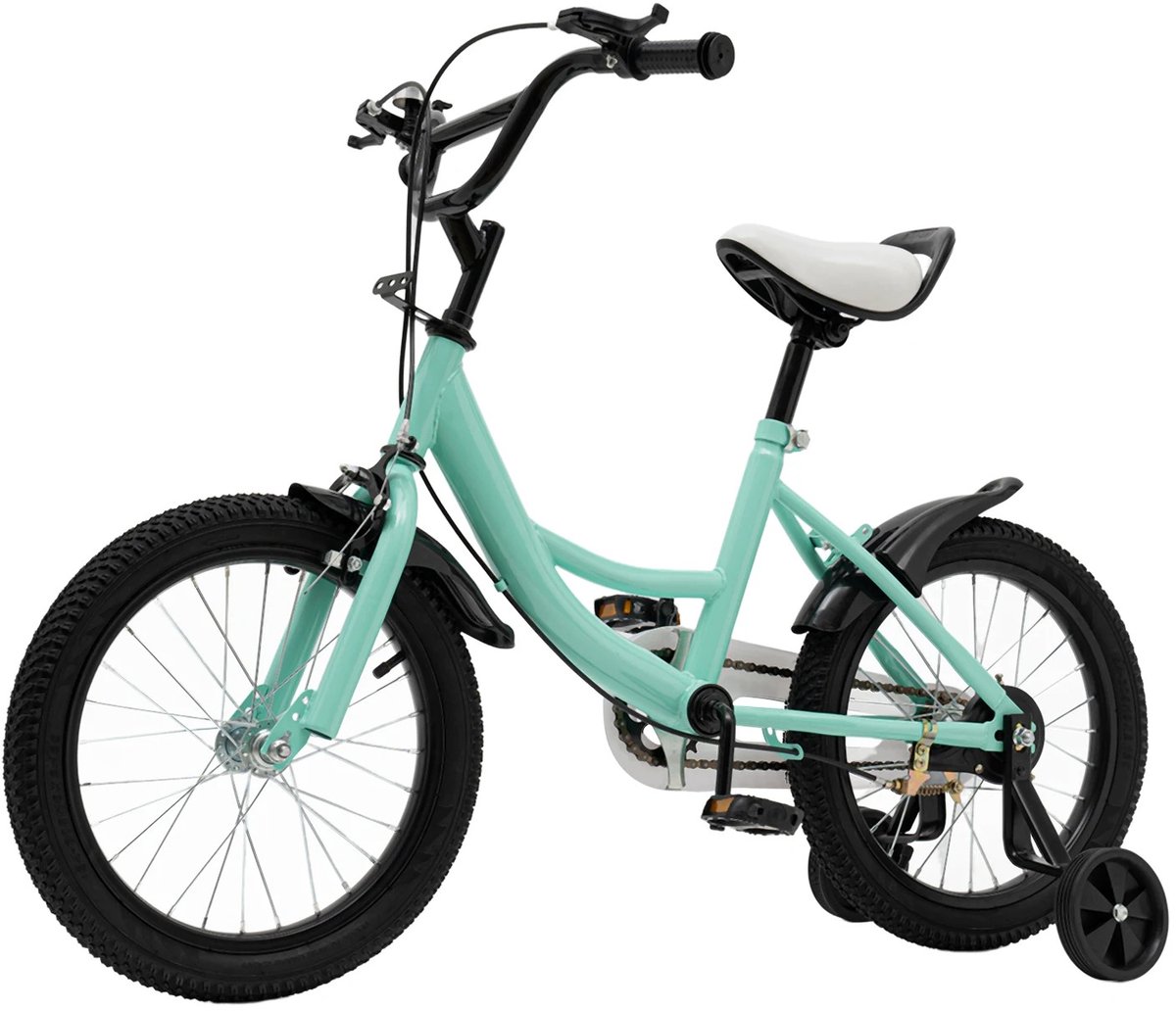 Cleo Kinderfiets - Kinderfiets 16 inch - Unisex - Schokabsorberende Rubberen Banden - Met zijwielen - Verstelbaar -5-8 jaar Kinderfiets kopen online