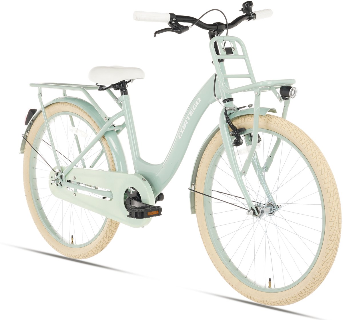 cortego flora meisjesfiets 24 inch groen transportfiets kinderfiets 7 8 9 10 jaar 135 145 cm