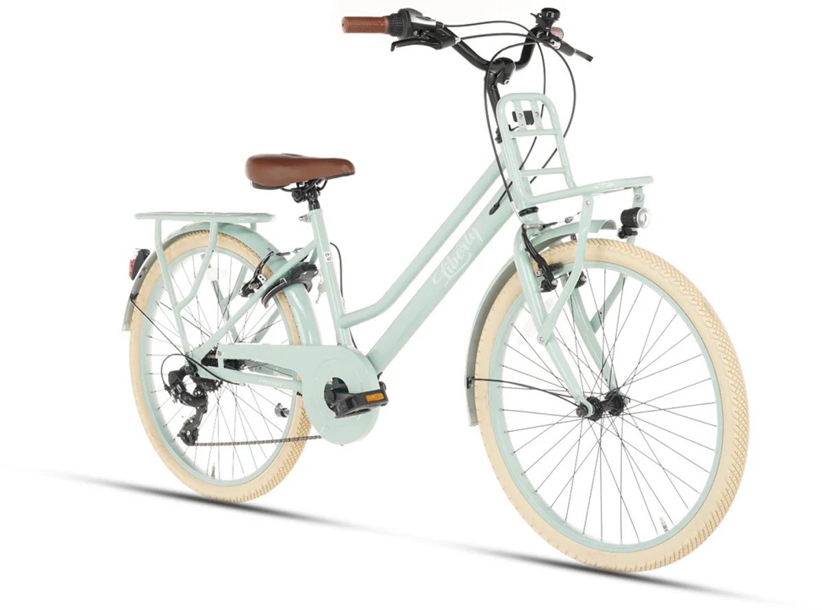 cortego liberty meisjesfiets 24 inch 7 versnellingen groen kinderfiets transportfiets shimano 7 8 9 10 jaar 135 145 cm