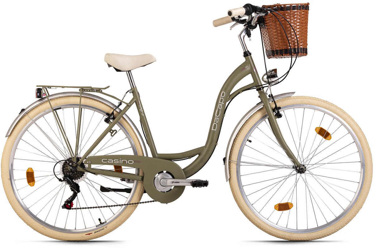 dacapo fiets dacapo damesfiets 28 casino 6 versnellingen rh 48 cm met mand groen 48 cm