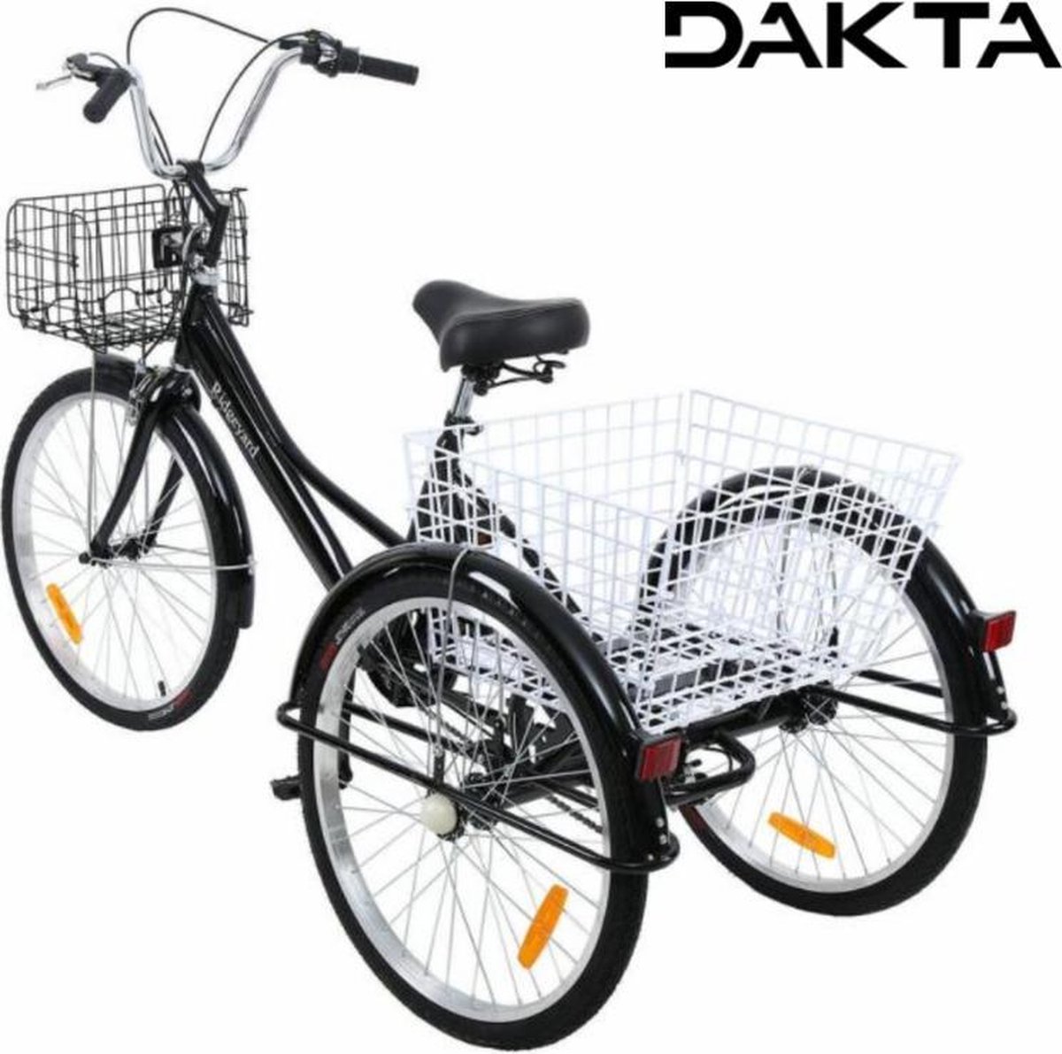 dakta driewieler volwassenen fiets driewielers zwart 7 versnellingen met mand