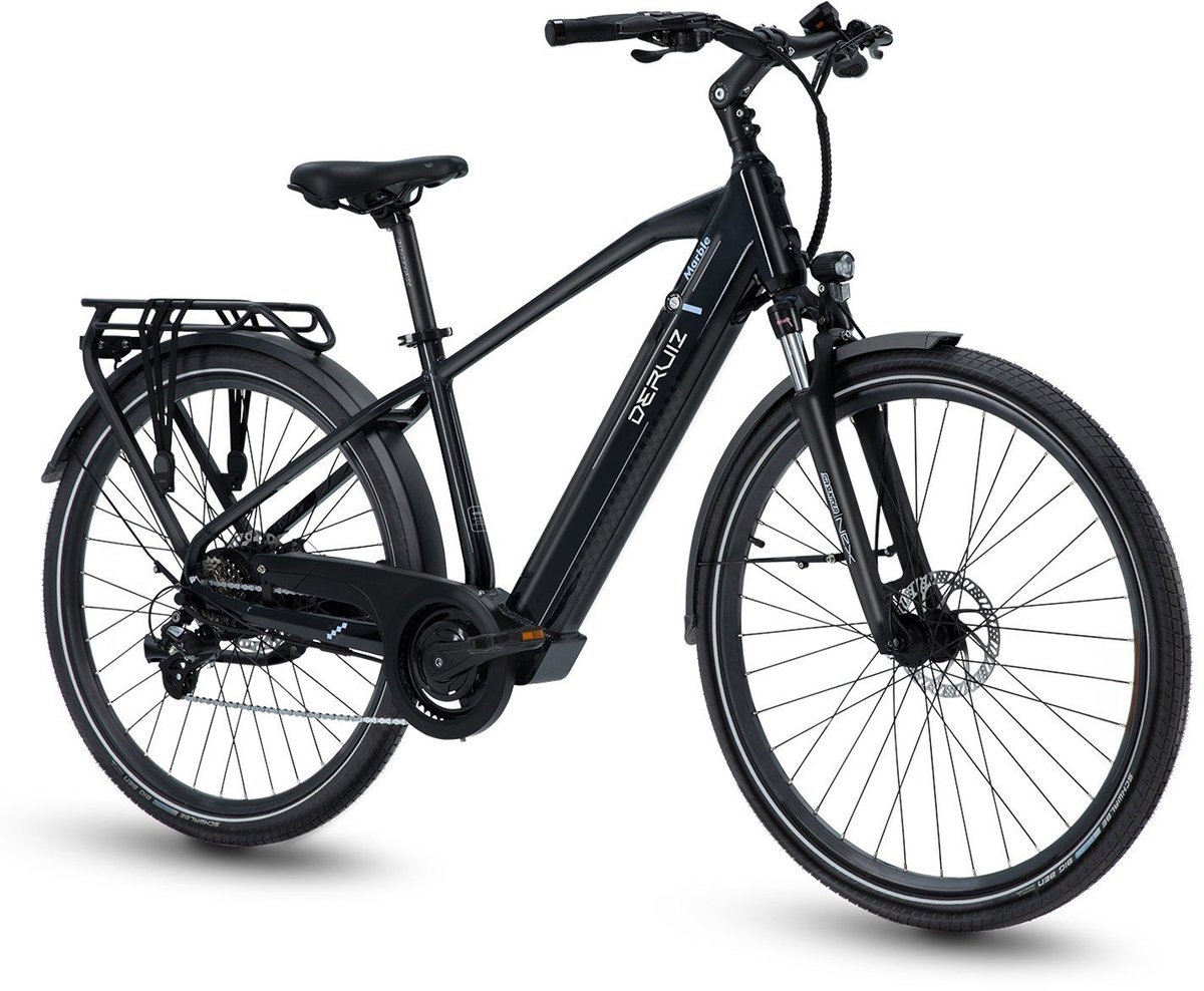 deruiz e bike marble 28 inch voor dames en heren shimano 8 versnellings 250w achterwielmotor 644 wh accu elektrische fiets met diamantframe en bagagedrager