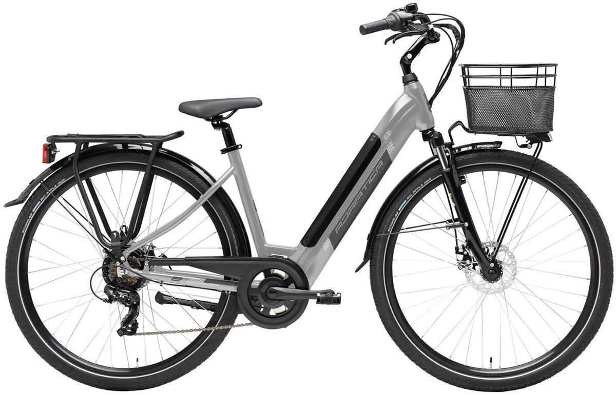 elektrische stadsfiets e1 28 inch grijs