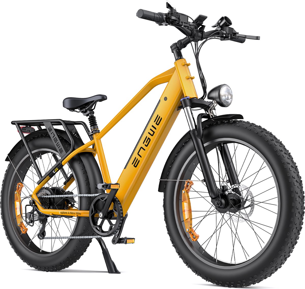 ENGWE E26 Elektrische fiets - Actieradius 140km - Verwijderbare batterij 48V16Ah - Motor 250W - Shimano 7 versnellingen - met voorvering - VTC Fatbike - Geel Fiets (elektrisch) kopen online