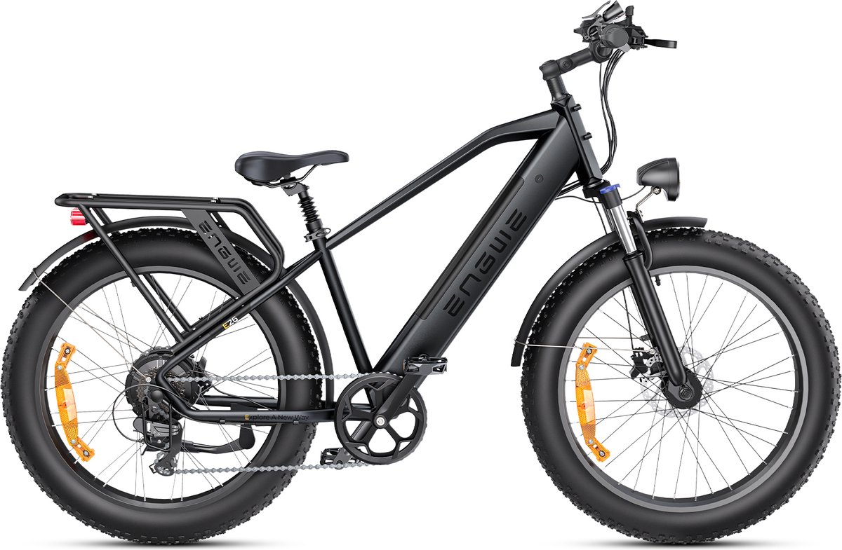 ENGWE E26 Elektrische fiets - Actieradius 140km - Verwijderbare batterij 48V16Ah - Motor 250W - Shimano 7 versnellingen - met voorvering - VTC Fatbike - Zwart Fiets (elektrisch) kopen online
