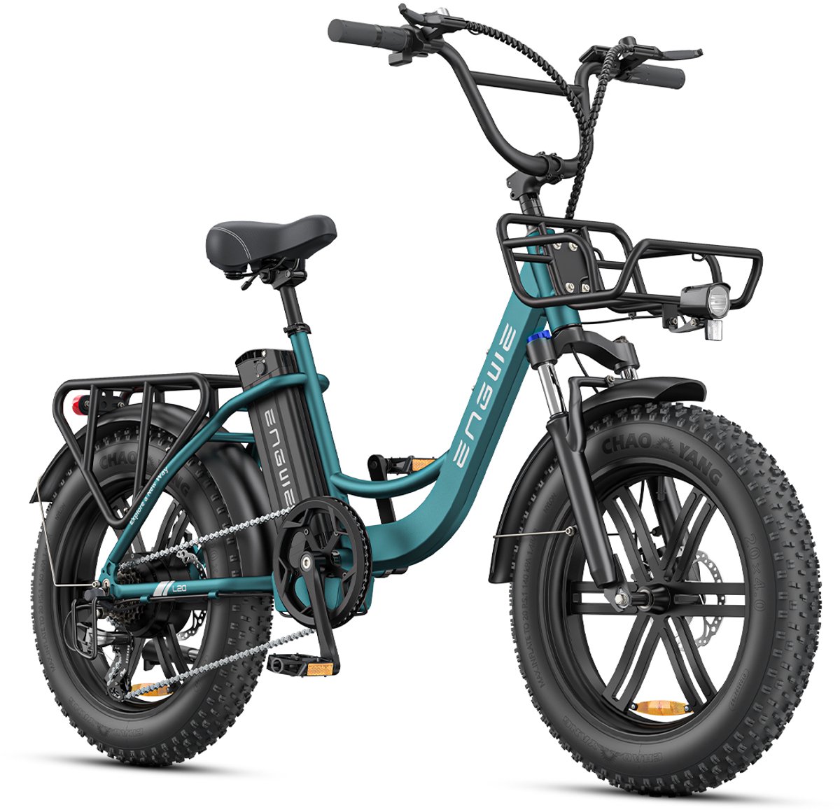 engwe l20 boost elektrische fiets actieradius 120km verwijderbare batterij 48v13ah motor 250w shimano 7 versnellingen mechanische schijfremmen 20 inch commuter e bike fatbike groen