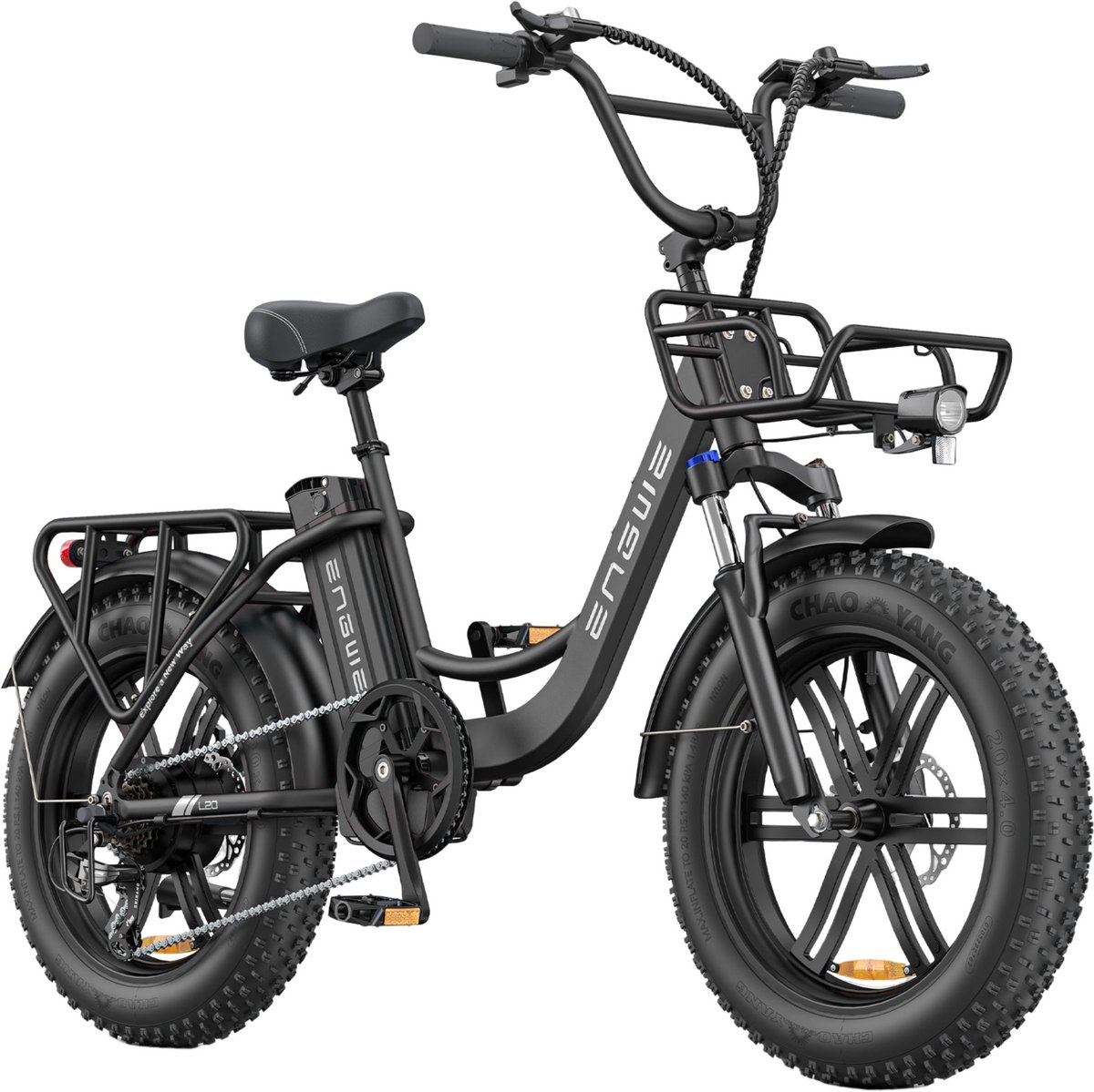 ENGWE L20 Boost Elektrische fiets - Actieradius 120km - Verwijderbare batterij 48V13Ah - Motor 250W - Shimano 7 versnellingen - Mechanische Schijfremmen - 20 Inch Commuter E-Bike - Fatbike - Zwart Fiets (elektrisch) kopen online