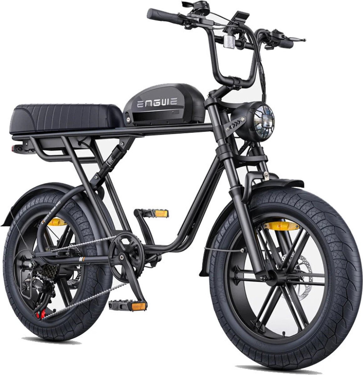 engwe m1 elektrische fatbike enkele accu 20 inch 250w motor 7 versnellingen 90 km actieradius hydraulische schijfremmen zwart