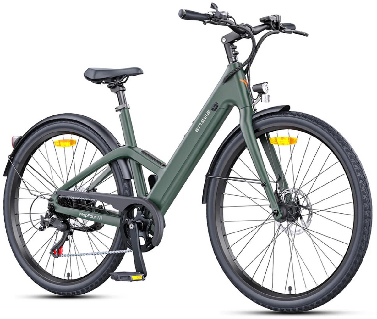 engwe mapfour n1 air st elektrische fiets e bike lage instap 28 inch 250w motor 100 km actieradius mechanische schijfremmen groen