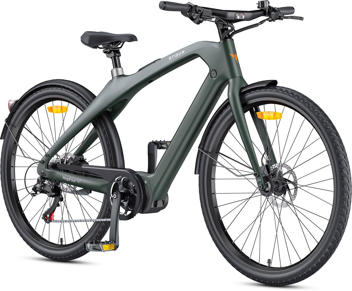 ENGWE N1 Pro Elektrische fiets - Actieradius 100km - Verwijderbare batterij 36V10Ah - Motor 250W - met koppelondersteuning - Frame van koolstofvezel - 7-versnellingsbak - Wieldiameter 700C - Groen Fiets (elektrisch) kopen online
