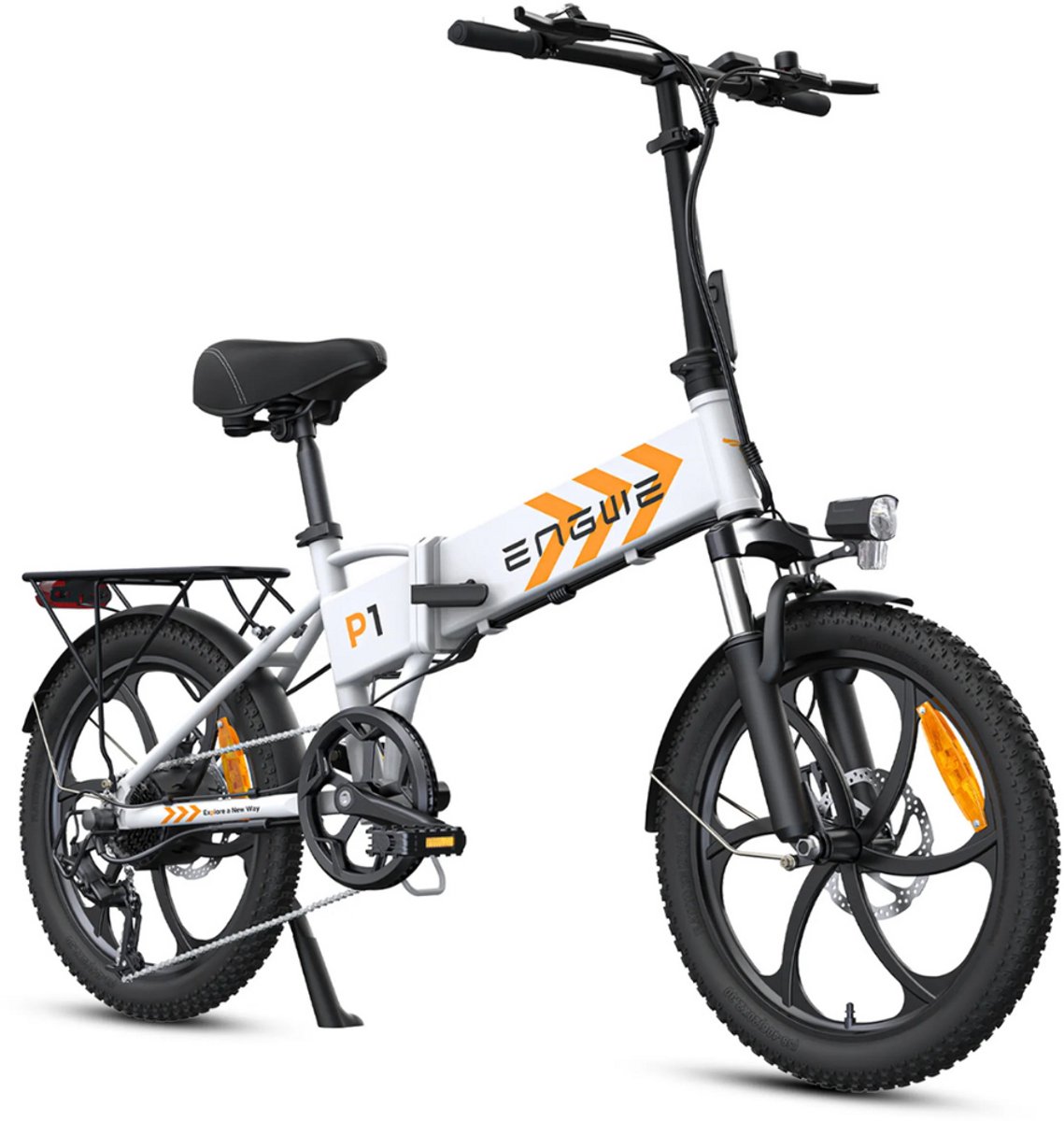 engwe p1 elektrische vouwfiets 20 inch 250w motor 7 versnellingen 100 km actieradius mechanische schijfremmen wit