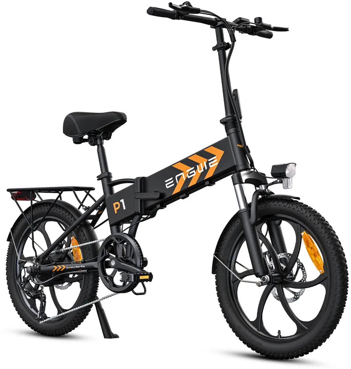 engwe p1 elektrische vouwfiets 20 inch 250w motor 7 versnellingen 100 km actieradius mechanische schijfremmen zwart