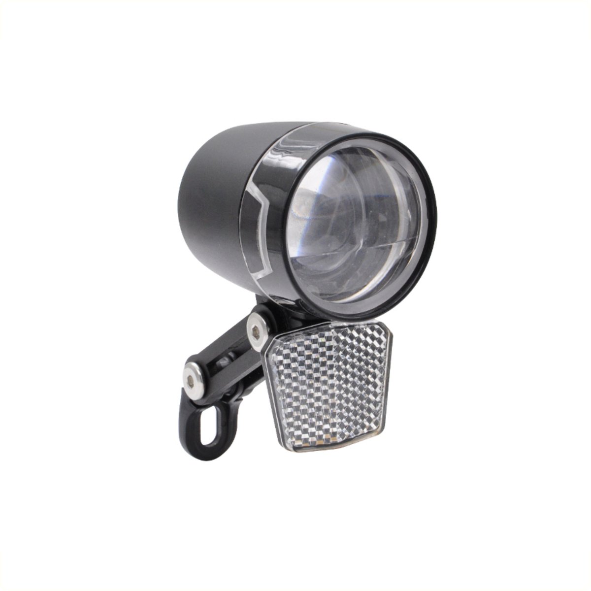 falkx ronde led koplamp 60 lux waterdicht voor e bike 6v 48v zwart aluminium