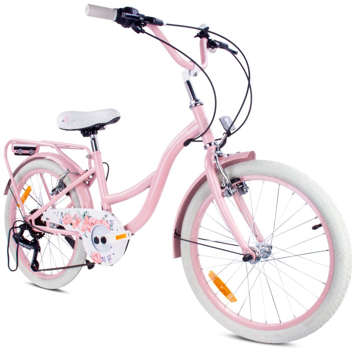 Flower Bike Fiets voor een meisje van 6 tot 10 jaar, 20 inch Roze, 6 versnellingen Shimano, kinderfiets in hoogte verstelbaar Kinderfiets kopen online