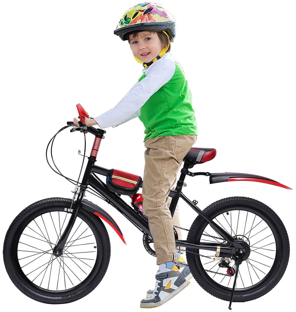 Gran Vida® - Mountainbike 20 inch - Kinderfiets - Dubbel Remsysteem - Verstelbaar Zadel - Rood/Zwart Kinderfiets kopen online