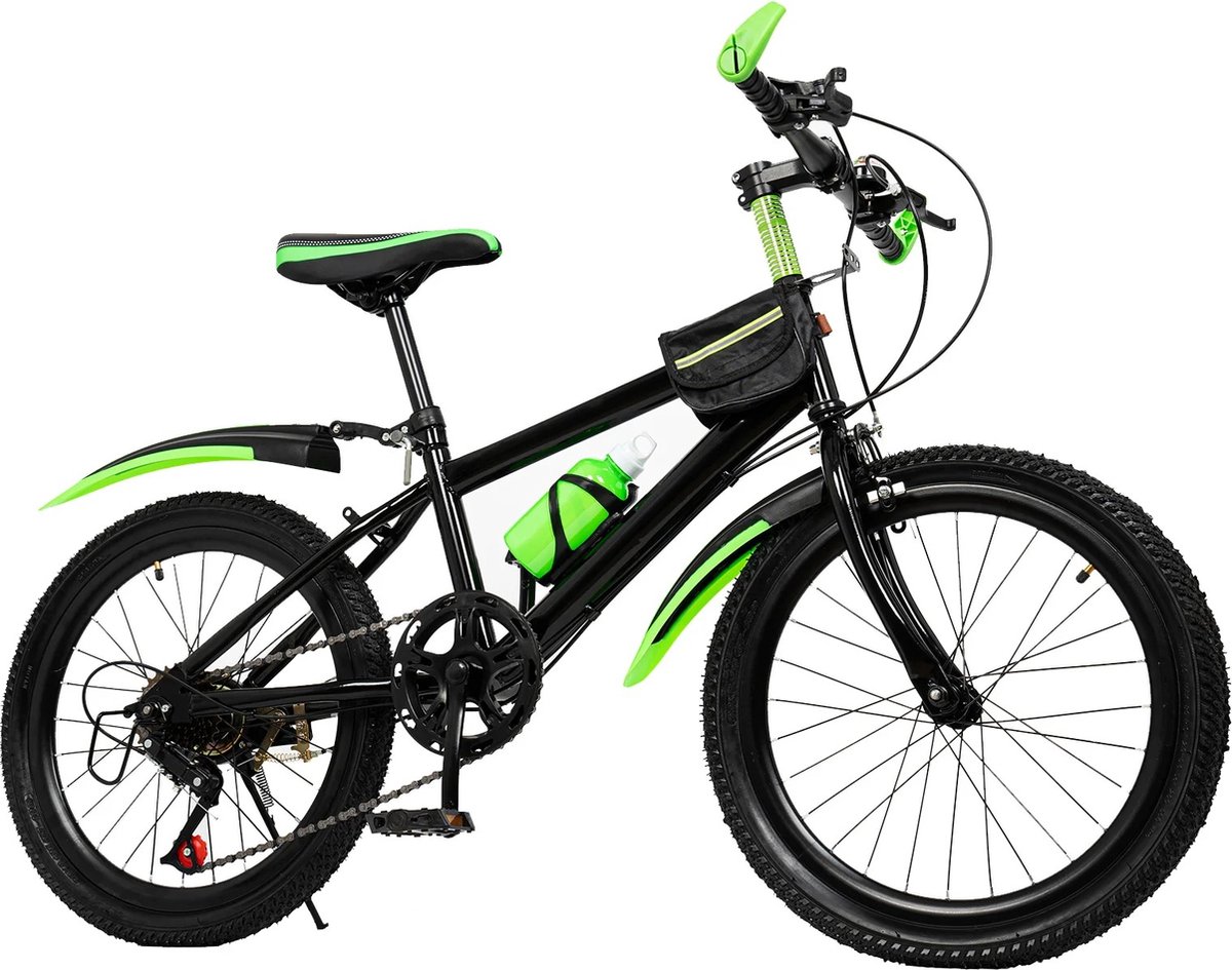 Gran Vida® - Mountainbike Voor Kinderen- 7 Versnellingen - 20 Inch - Dubbele Schijfremmen - Groen Kinderfiets kopen online