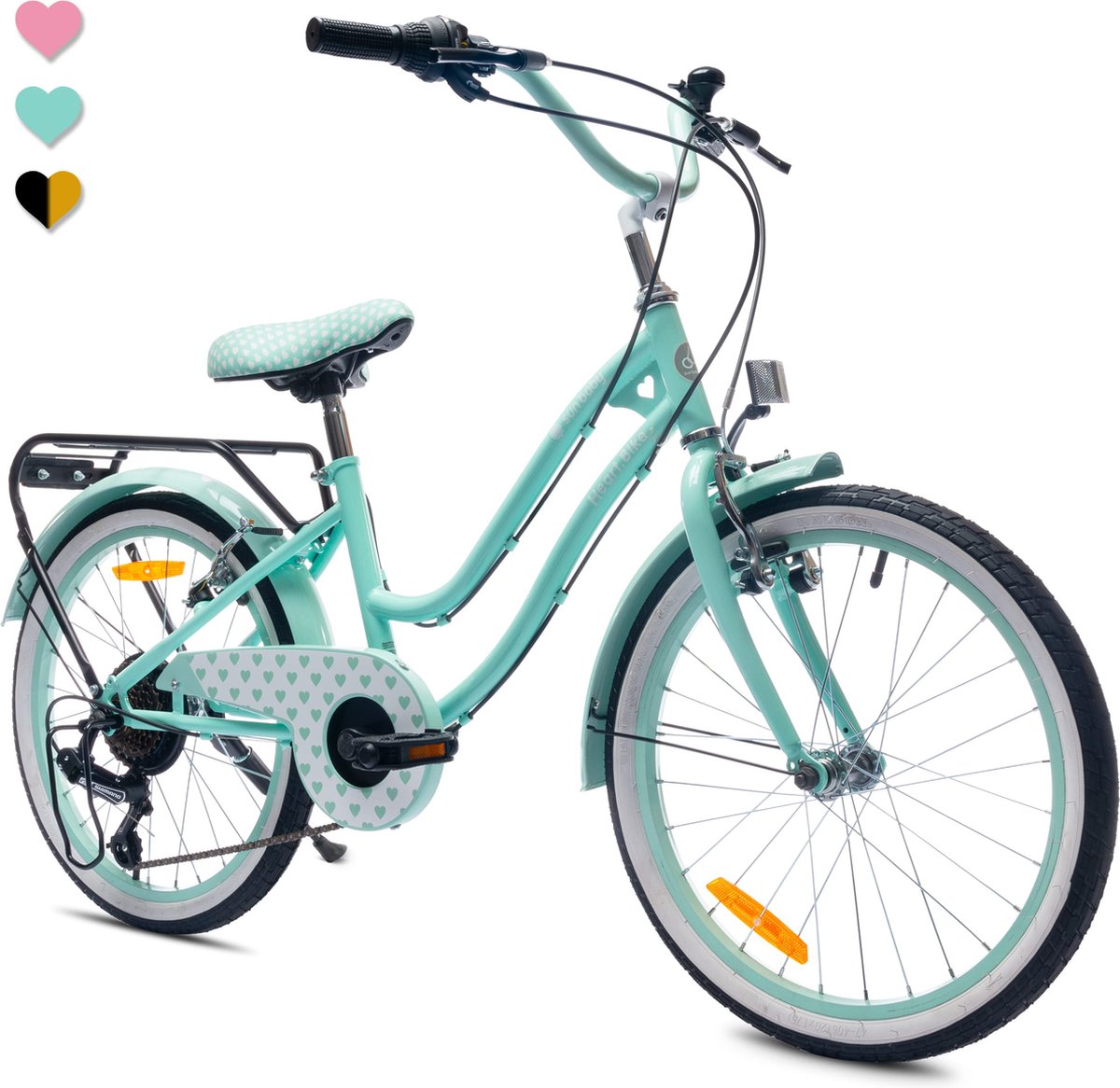 Heart Bike Fiets voor een meisje van 6 tot 10 jaar, 20 inch Munt, 6 versnellingen Shimano, kinderfiets in hoogte verstelbaar Kinderfiets kopen online