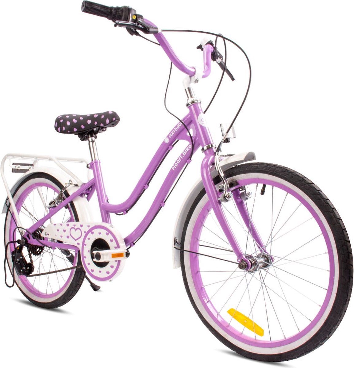 Heart Bike Fiets voor een meisje van 6 tot 10 jaar, 20 inch Paars, 6 versnellingen Shimano, kinderfiets in hoogte verstelbaar Kinderfiets kopen online