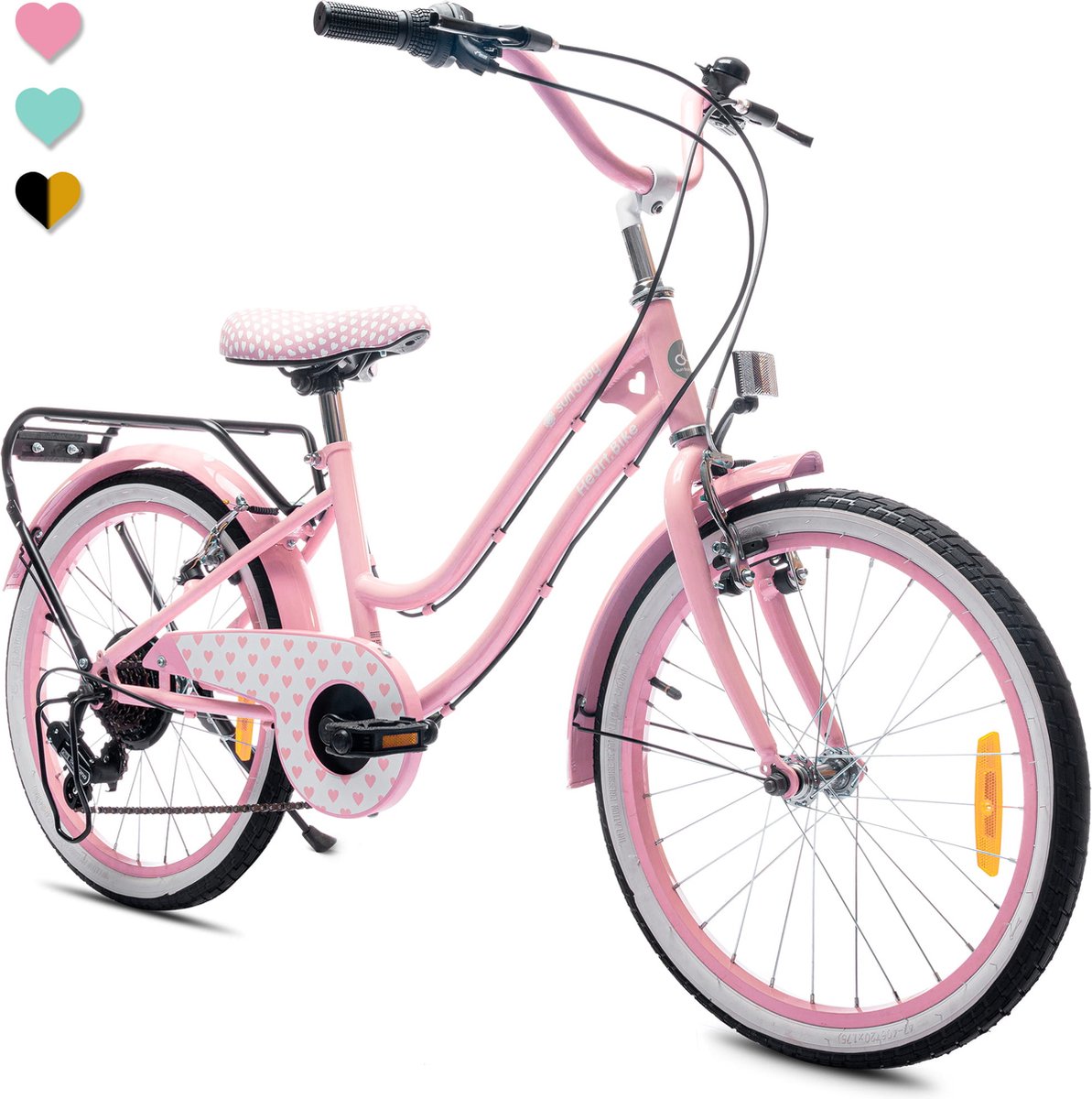 Heart Bike Fiets voor een meisje van 6 tot 10 jaar, 20 inch Roze, 6 versnellingen Shimano, kinderfiets in hoogte verstelbaar Kinderfiets kopen online